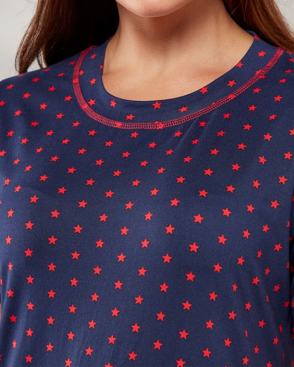 La Marquise Womens Festive Prints Short Sleeve Nightie