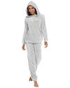 Womens Polished Fleece Slogan Hooded Pyjamas