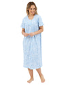 Marlon Womens Linear Floral 45" Short Sleeve Button Nightie