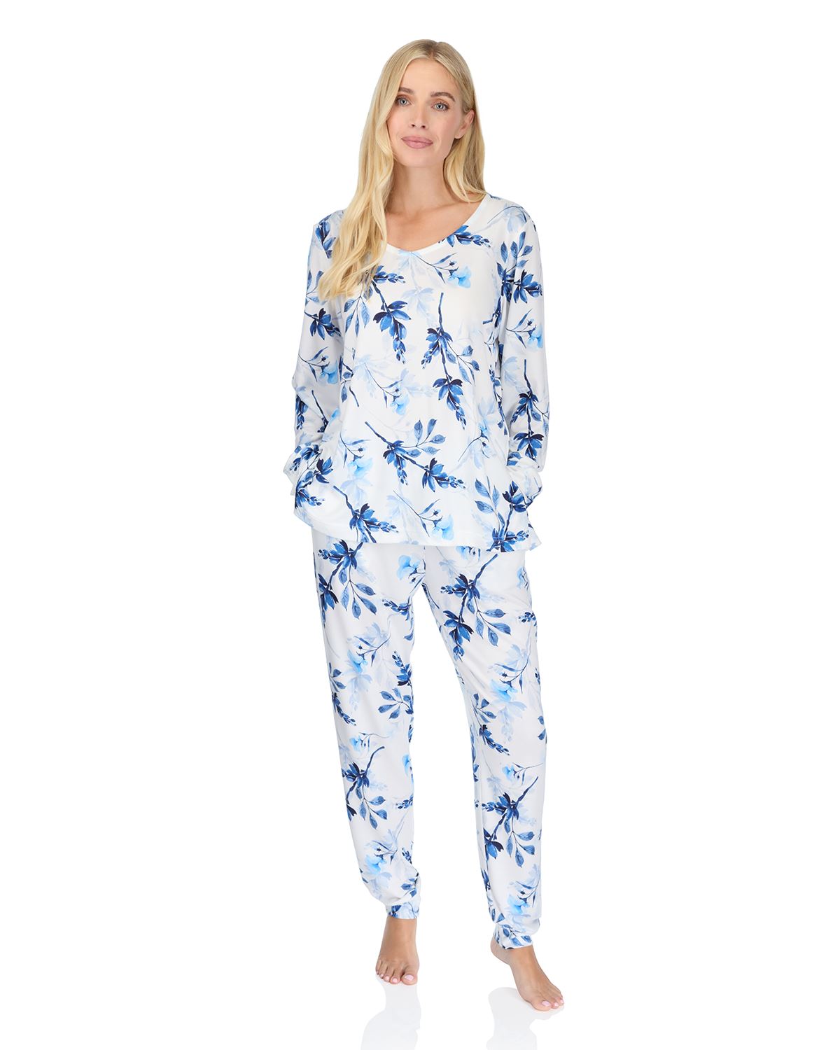 La Marquise Womens 'Berry & Blue' Long Sleeve Pyjamas