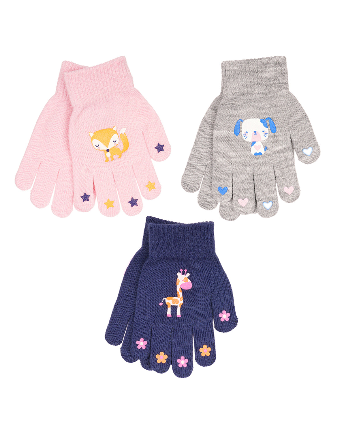 Bertie & Bo Childrens 3 Pack Patterned Gripper Gloves