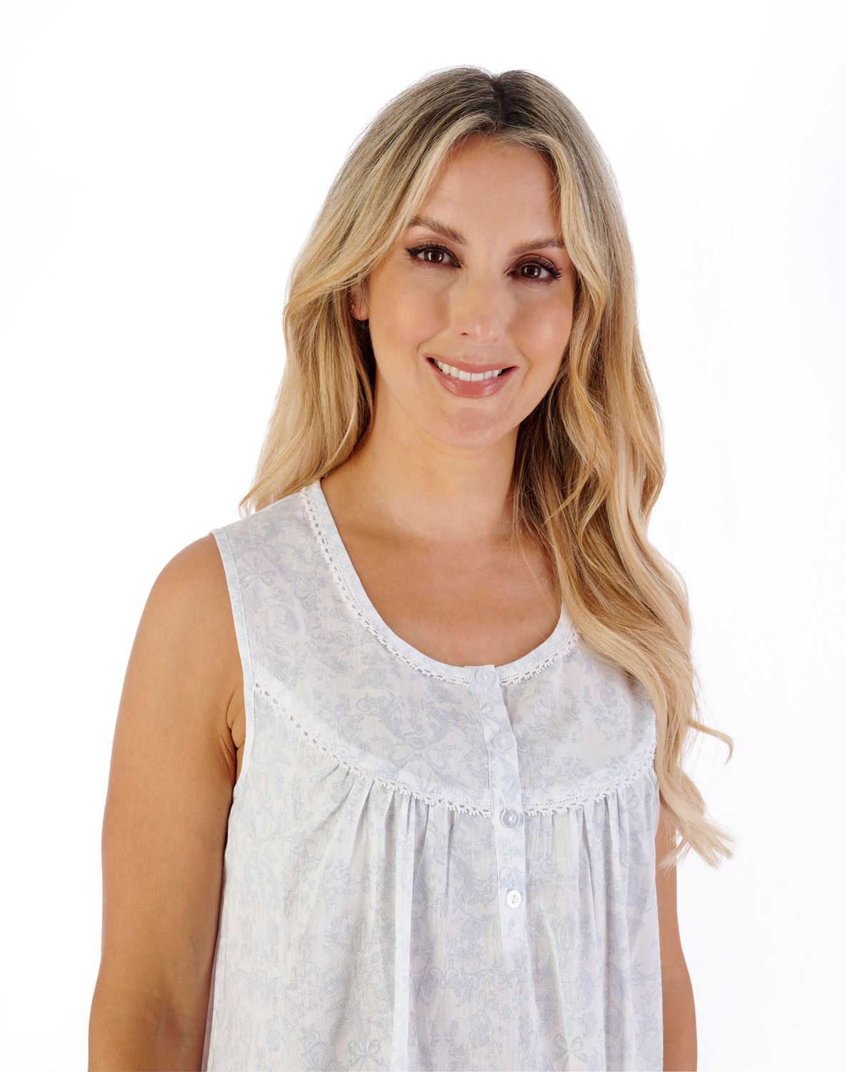 Slenderella Womens 42" Woven Toile Sleeveless Nightdress