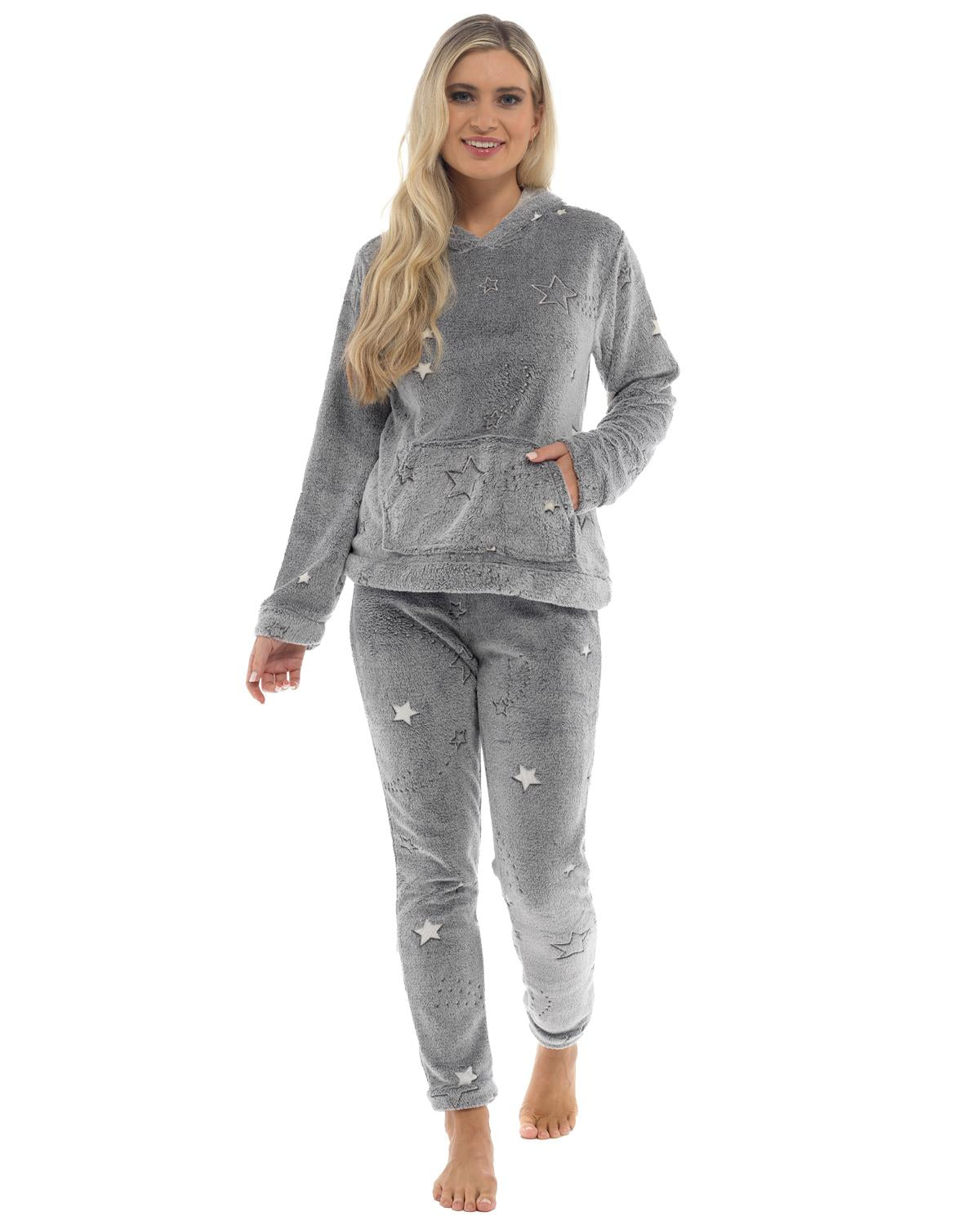 Womens Shooting Stars Hooded Fleece Pyjamas