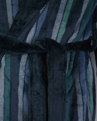 Walker Reid Mens Navy Stripe Coral Fleece Robe
