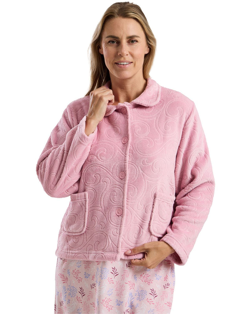 Marlon Womens Swirl Fleece Button Bedjacket