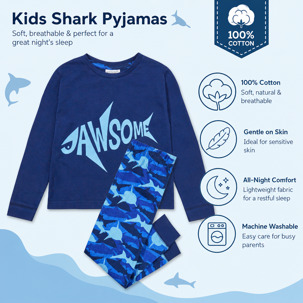 Boys Jawsome Long Pyjamas