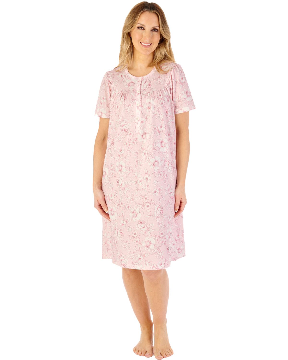 Slenderella Womens Large Floral 43" Jersey Nightdress