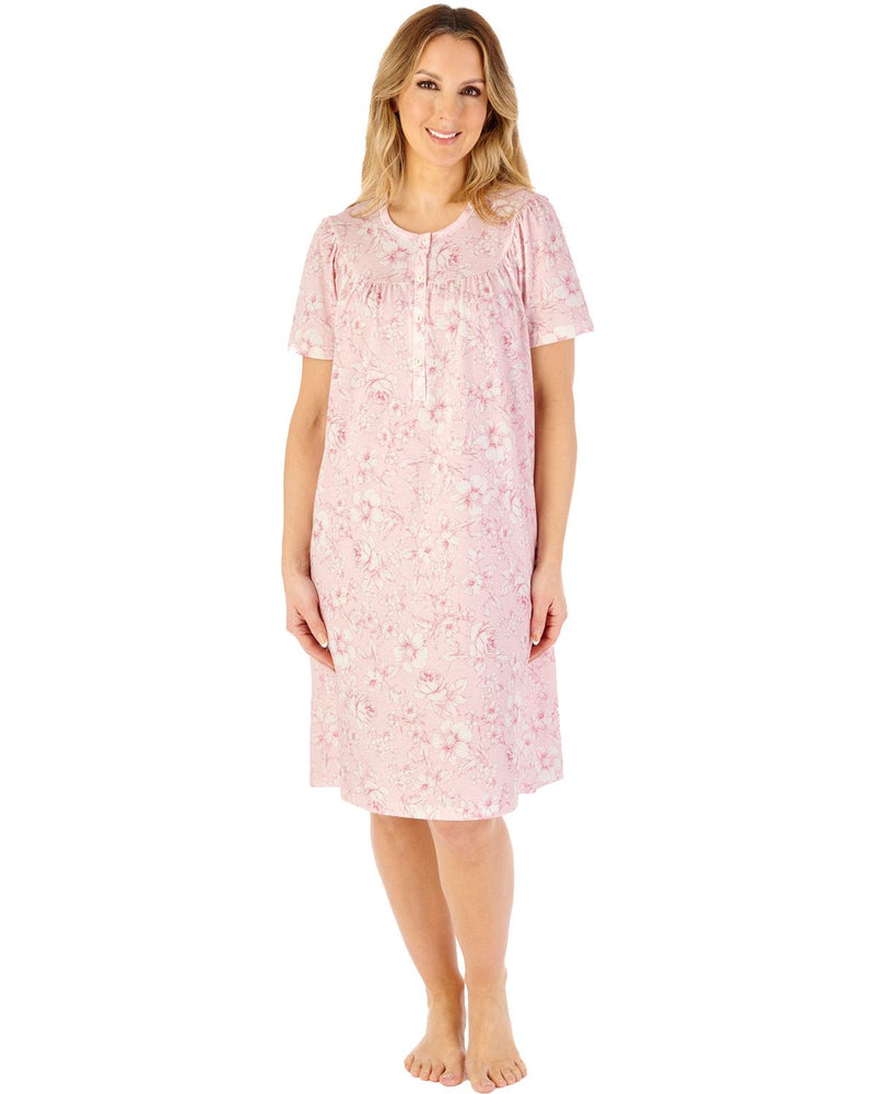 Slenderella Womens Large Floral 43" Jersey Nightdress