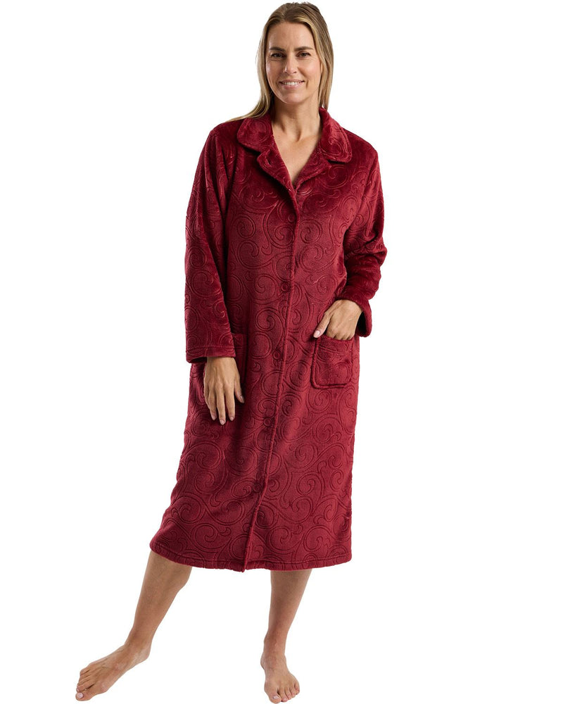 Marlon Womens Swirl Fleece Button Housecoat