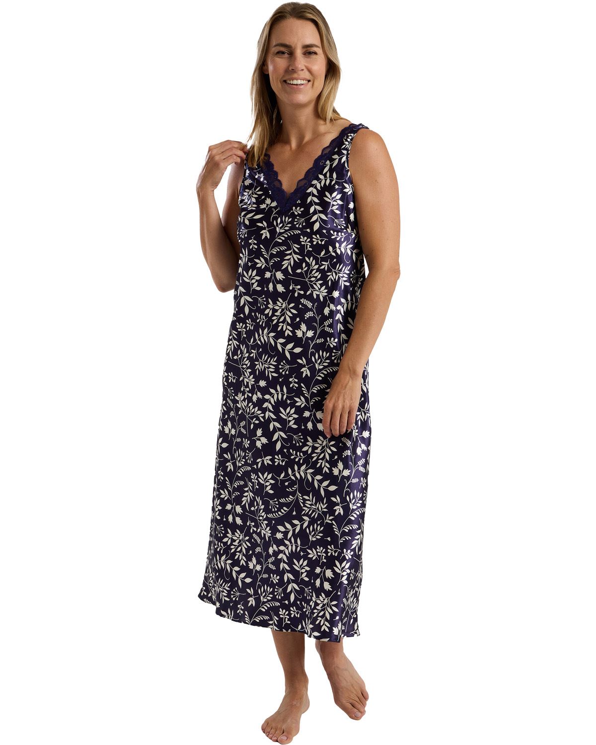 Marlon Womens Claudette Satin Long Nightdress