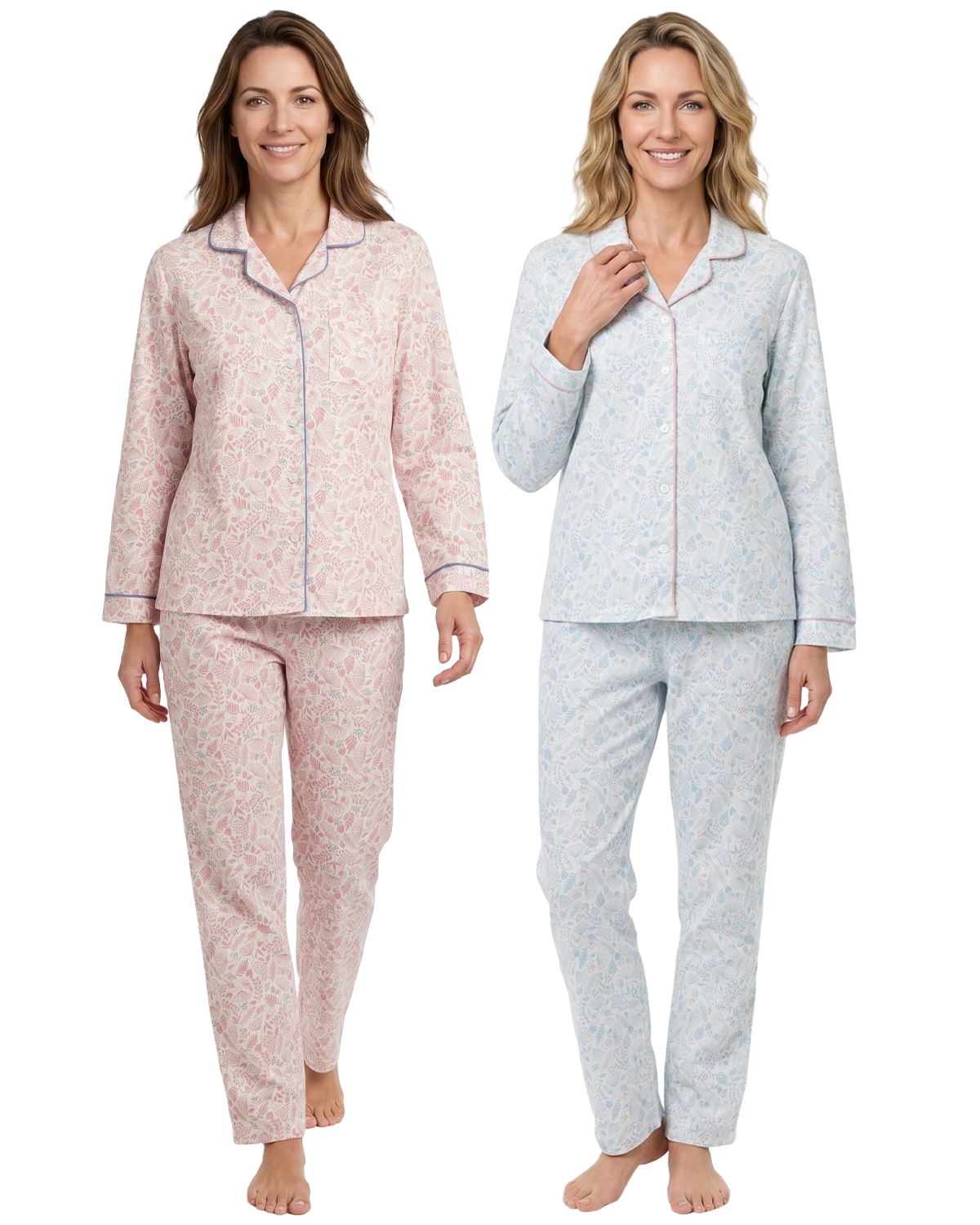 Marlon Womens 100% Cotton Wincyette Button Pyjamas