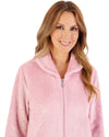 Slenderella Womens Floral Embossed Fleece 46" Zip Housecoat