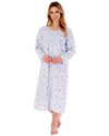 Slenderella Womens 100% Woven Cotton Long Sleeve Button Nightie