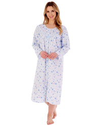 Slenderella Womens 100% Woven Cotton Long Sleeve Button Nightie