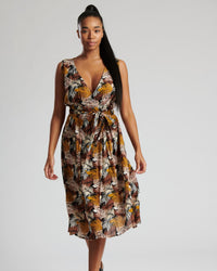 Pistachio Womens Wide Cross Over Print Dress