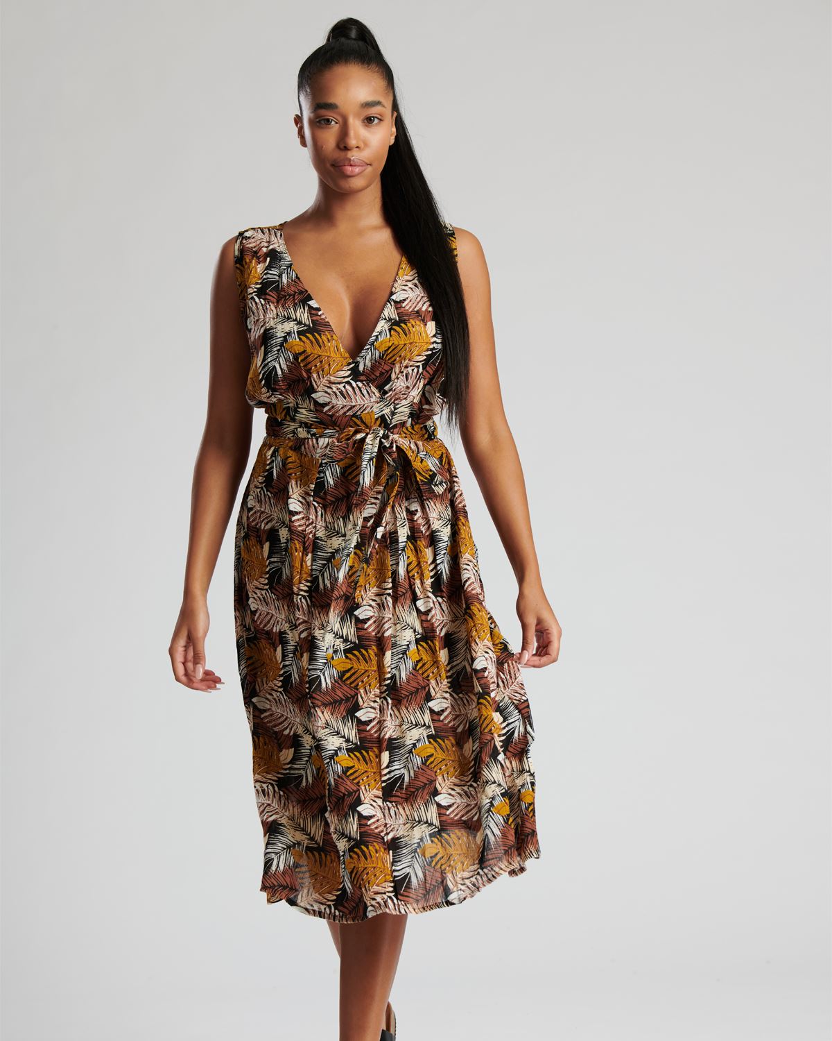 Pistachio Womens Wide Cross Over Print Dress