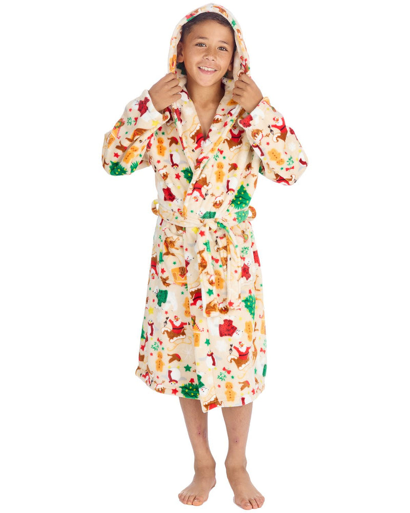 Huggable Kids Christmas Hooded Dressing Gown