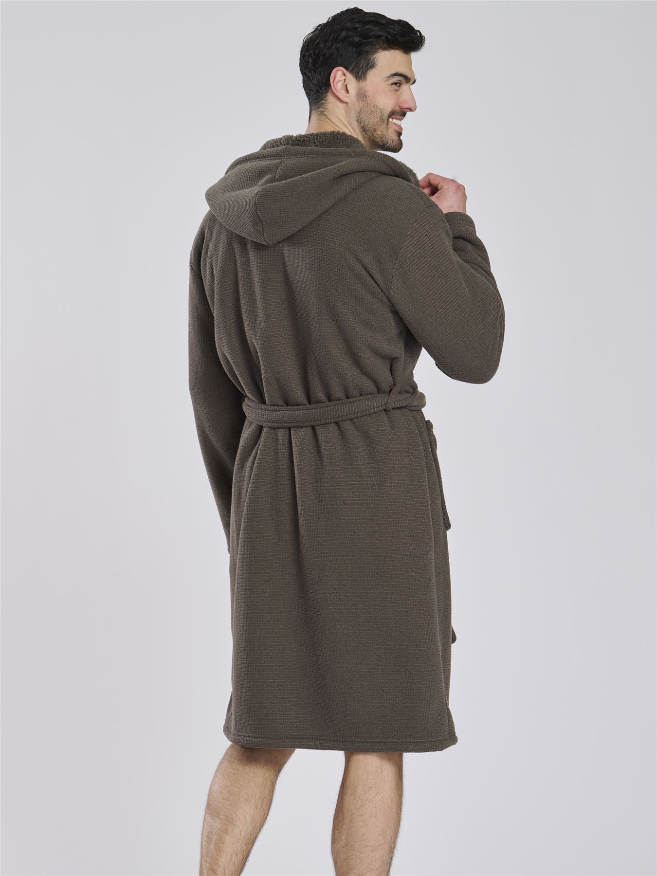 Loungeable Mens Fleece Lined Waffle Dressing Gown