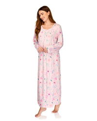 La Marquise Womens 'Watercolours' 43" & 50" Long Sleeve Jersey Nightie