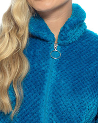 Slumber Hut Womens Waffle Fleece Zip Bed Jacket