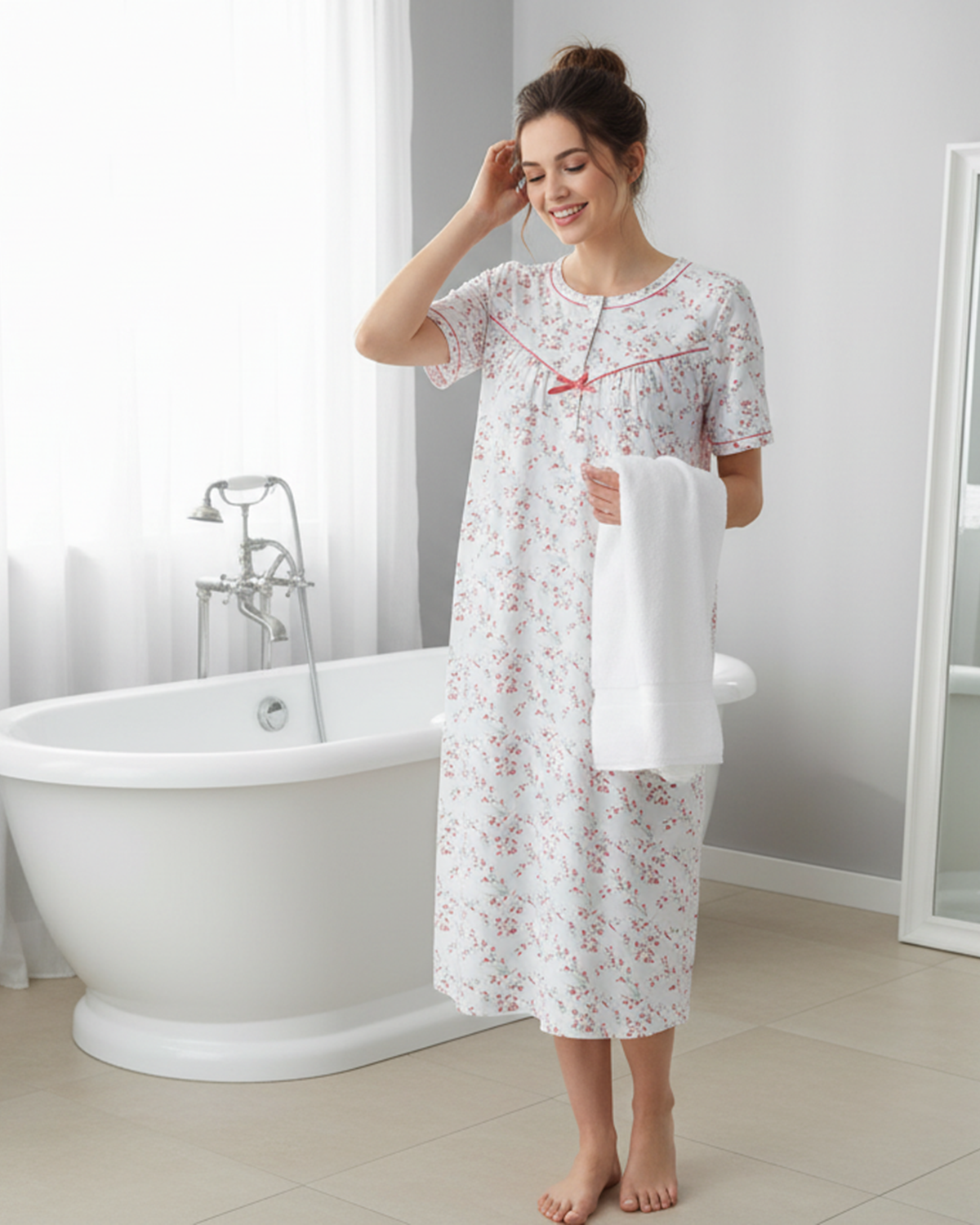 La Marquise Womens 'Moonlit Tulip' 43" & 50" Short Sleeve Nightie