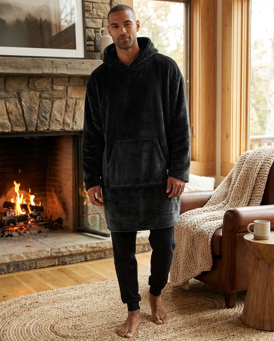 Adults Plush Contrast Oversized Hoodie