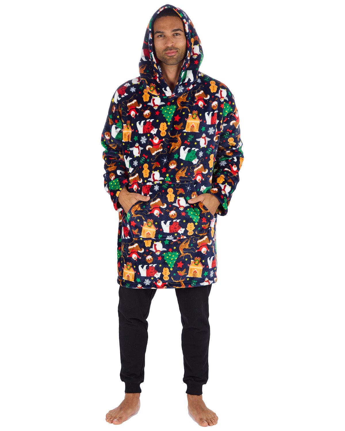Huggable Unisex Christmas Print Oversized Hoodie