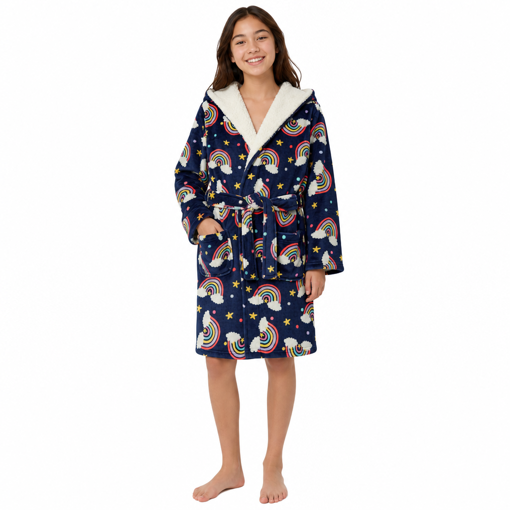 Girls Rainbow Print Dressing Gown
