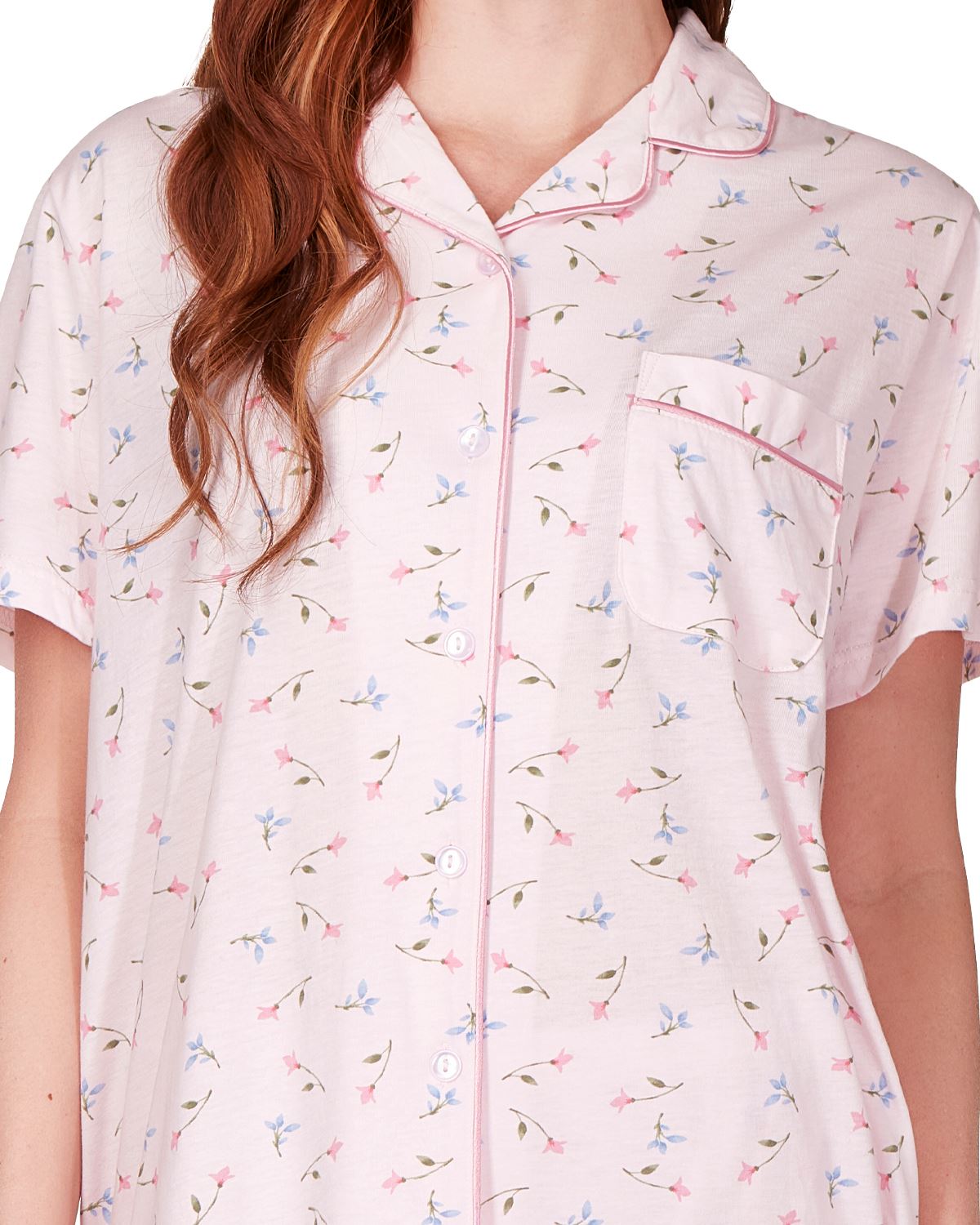La Marquise Womens Flower Leaf Jersey Short Sleeve Pyjamas