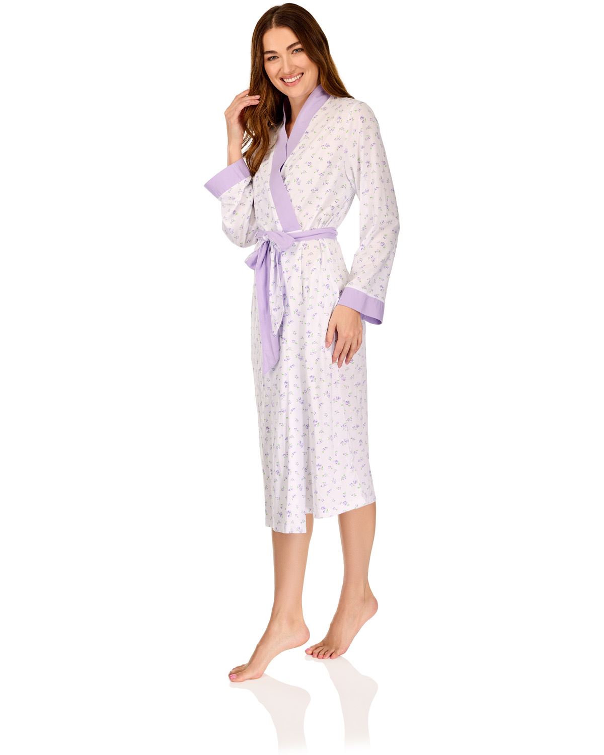 La Marquise Womens 'Vintage Blossoms' Long Sleeve Wrap Robe