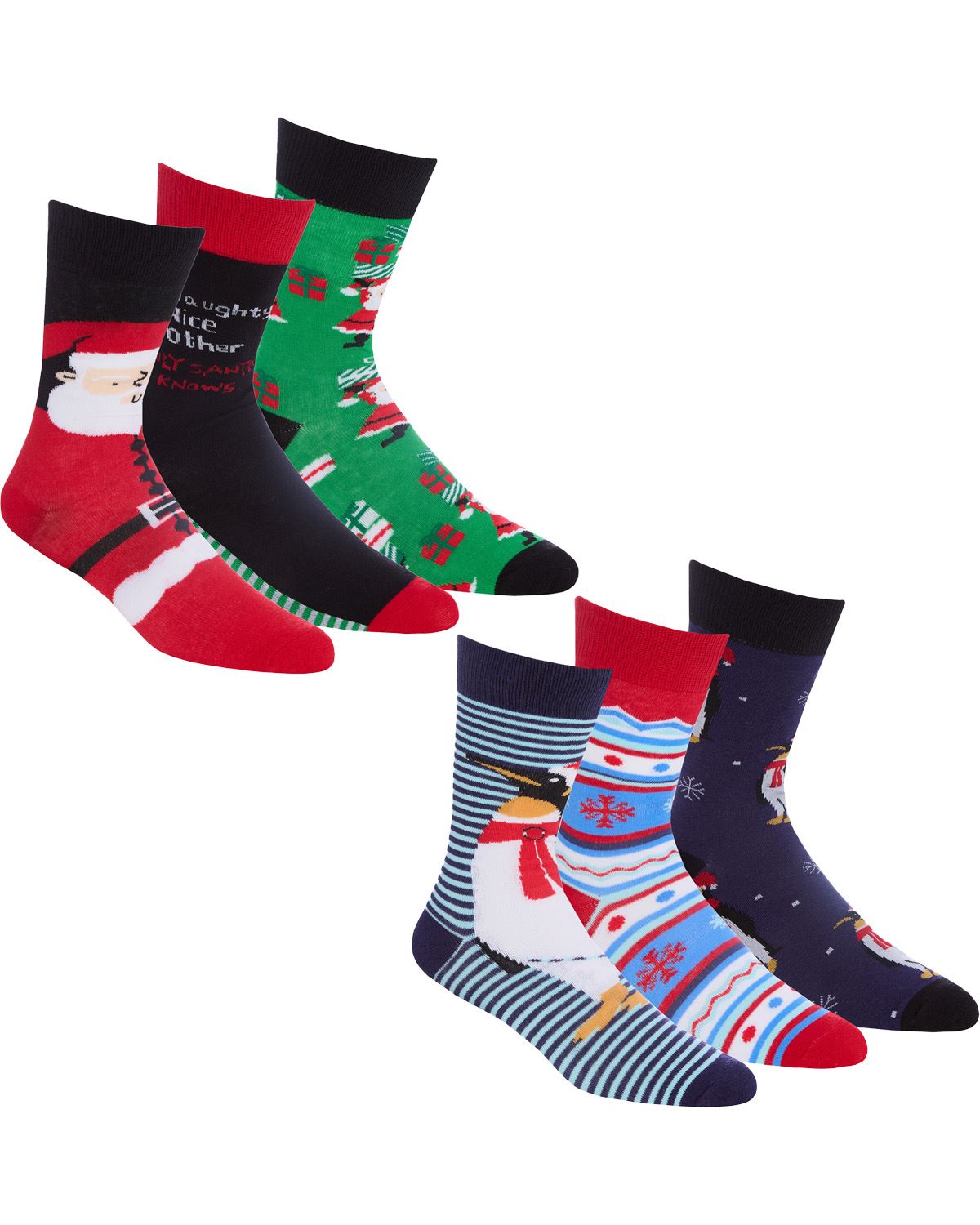6 Pack Family Christmas Socks