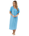 Marlon Womens Linear Floral 45" Short Sleeve Button Nightie