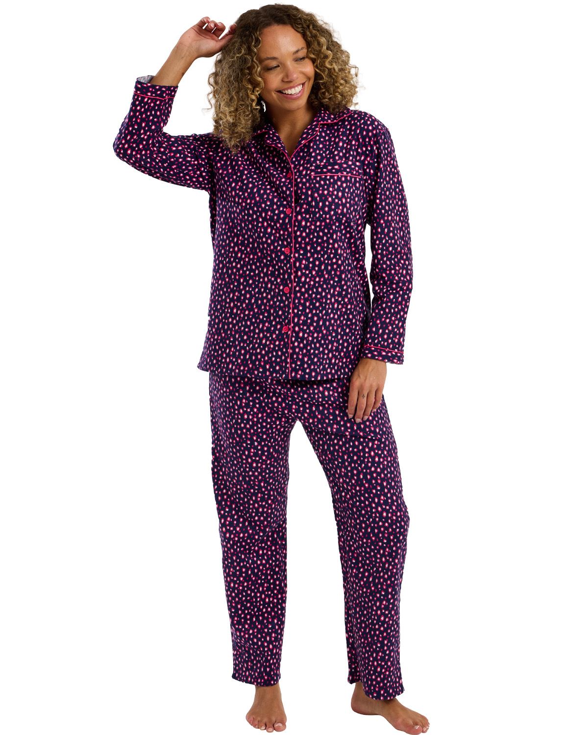 Indigo Sky Womens Bright Animal Wincey Pyjamas