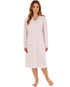 Slenderella Womens Ditsy Print 42" Long Sleeve Jersey Nightdress