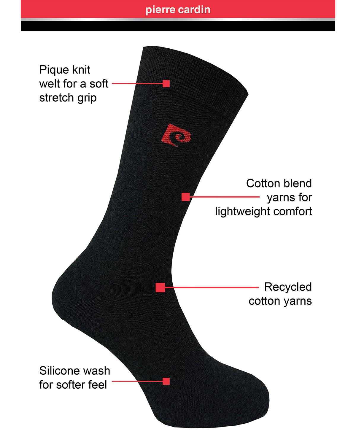 Pierre Cardin 3 Pack Mens Cotton Plain Socks