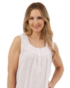 Marlon Womens Linear Floral 40" Sleeveless Button Nightie