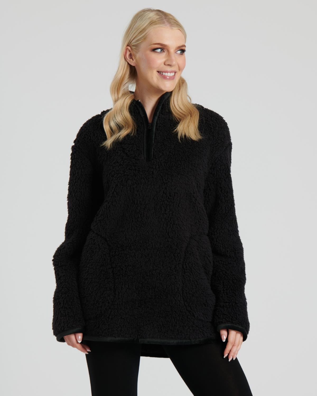 Pistachio Womens Black Borg 1/4 Zip Jumper – Slumber Hut