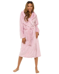 Womens Polished Fleece Cuff Detail Dressing Gown
