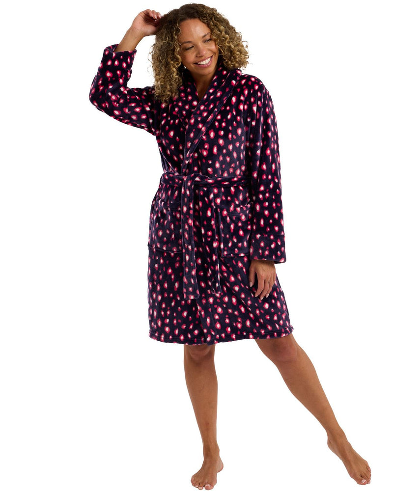 Indigo Sky Womens Bright Animal Fleece Robe