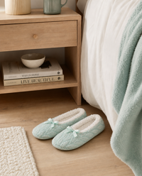 Womens Sherpa Lined Footie Slippers