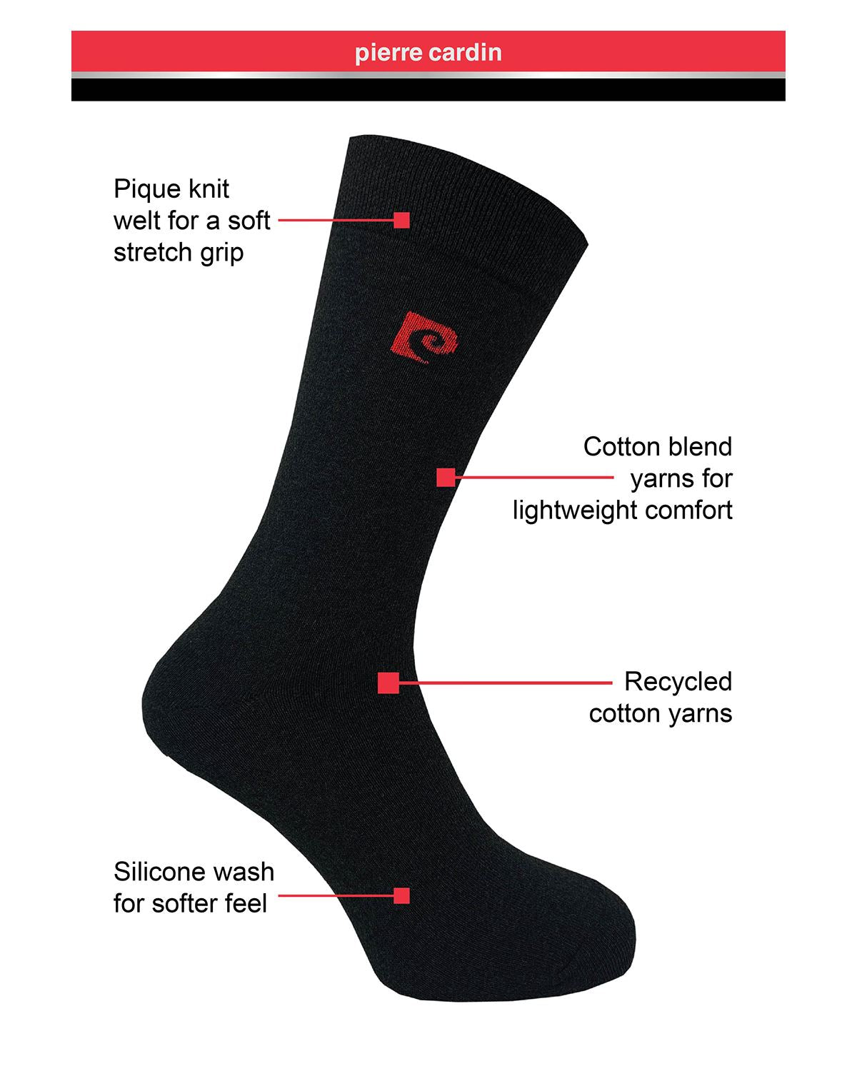 Pierre Cardin 3 Pack Mens Cotton Plain Socks