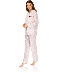 La Marquise Womens 'Velvet Rose' Long Sleeve Button Pyjamas