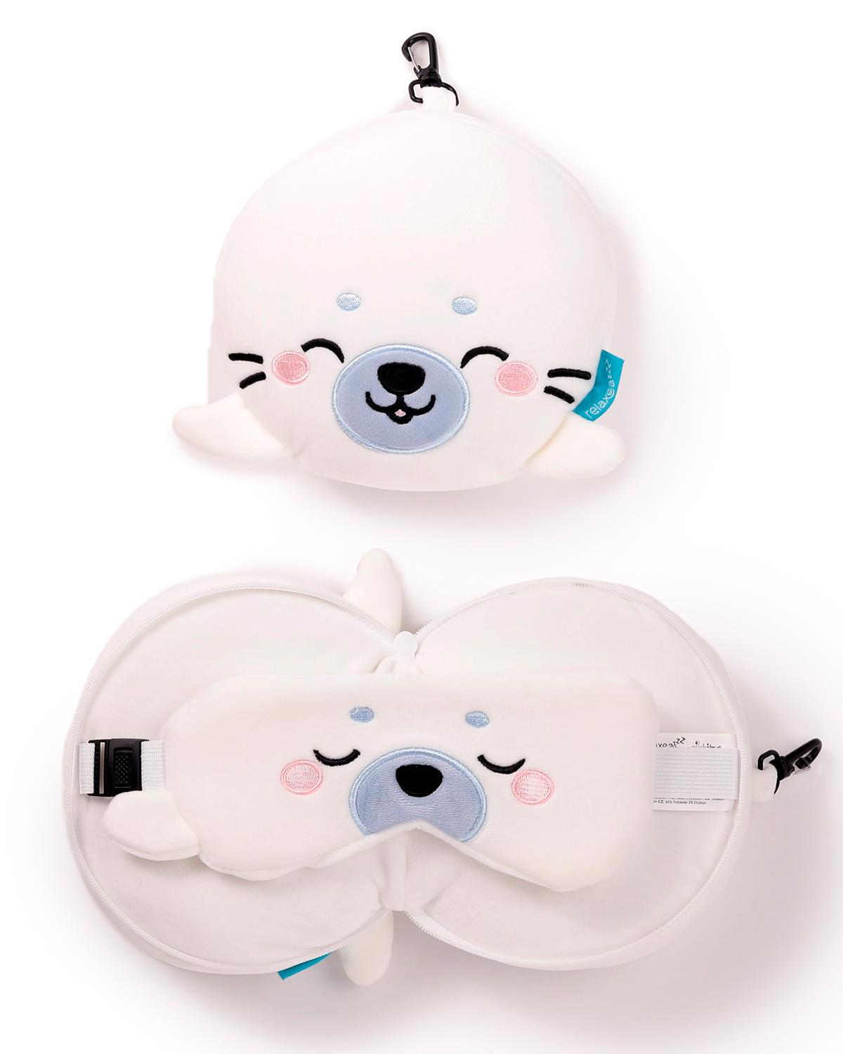 Relaxeazzz Kai the Seal Plush Travel Pillow & Eye Mask