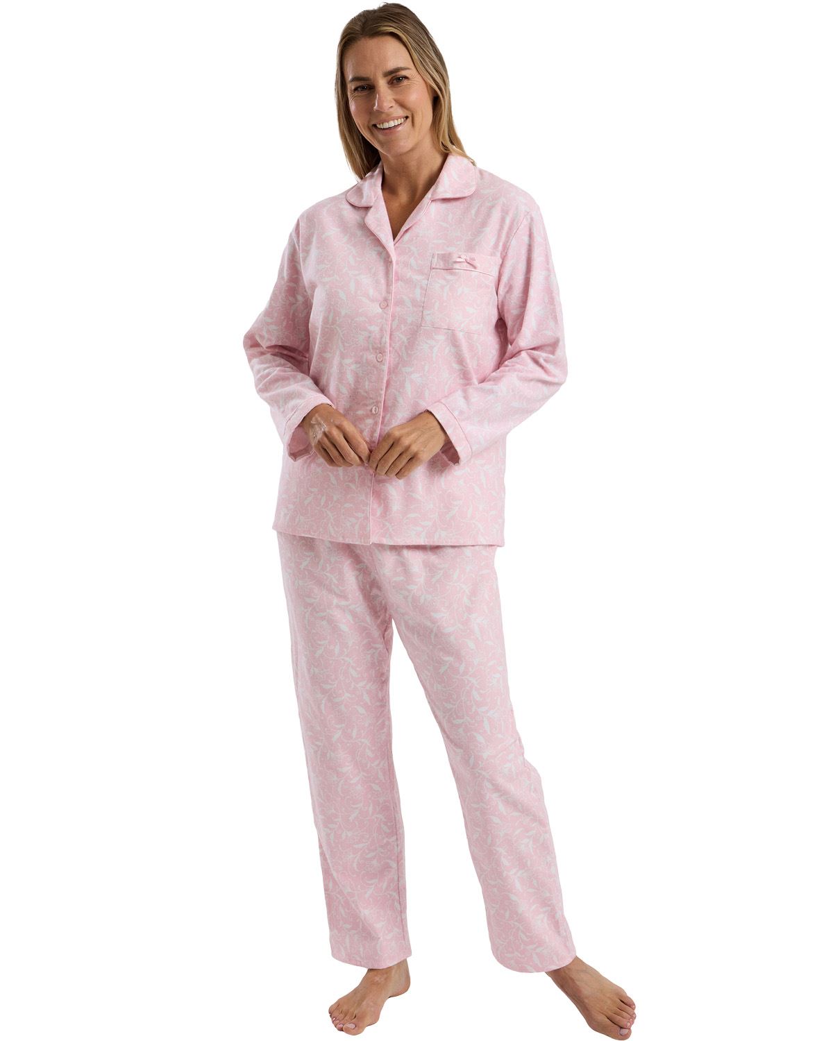 Marlon Womens Pretty Floral Wincey Button Pyjamas