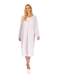 La Marquise Womens 'Vintage Blossoms' Long Sleeve Jersey Nightie