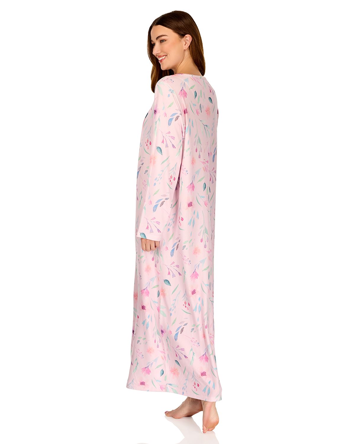 La Marquise Womens 'Watercolours' 43" & 50" Long Sleeve Jersey Nightie