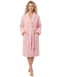 Indigo Sky Womens Cable Effect Fleece Robe