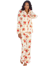 Womens & Girls Pyjamas Set Teddy Bear or Pink Heart Stripe