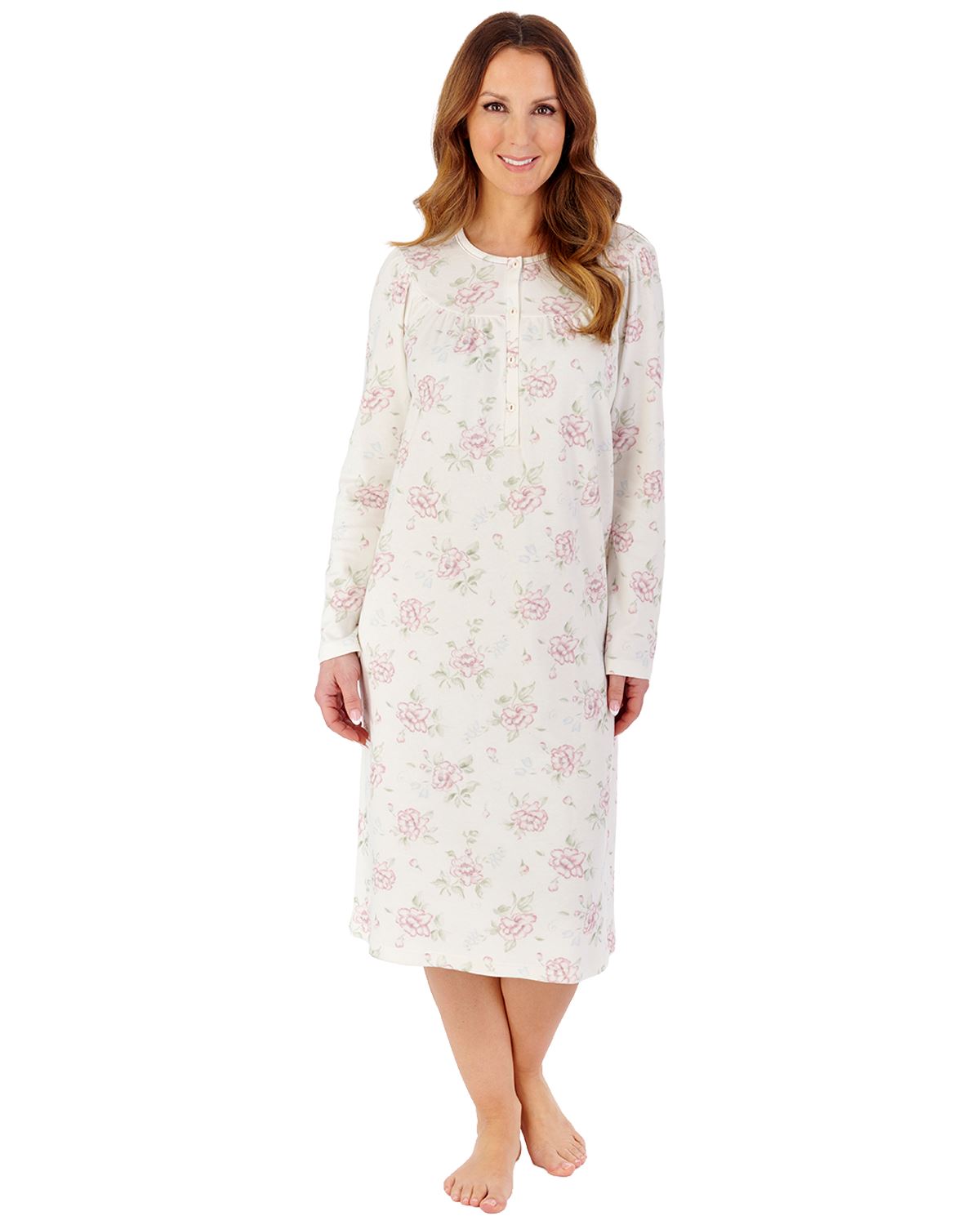 Slenderella Womens Interlock Cotton Large Floral 43" Nightdress