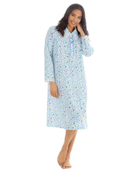 Womens Long Sleeve Woven Poplin Nightie